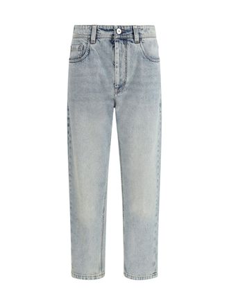 Brunello Cucinelli Womens Straight Jeans Light Vintage Denim Cotton Trousers