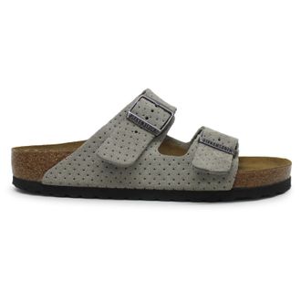Birkenstock Arizona BS Suede Embossed Unisex Comfort Sandals - Emboss Dots Stone Coin - Size:UK 7.5