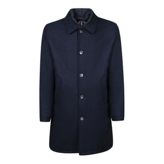 Herno Visgraatjas met Afneembare Bib - Heren - Mantel - Blauw - M - Wol - Jassen