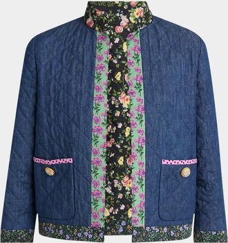 Valentino Garavani Open-Front Quilted Chambray Jacket