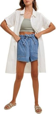 Wishlist Linen & Cotton Blend Mini Shirtdress in White at Nordstrom Rack, Size Medium