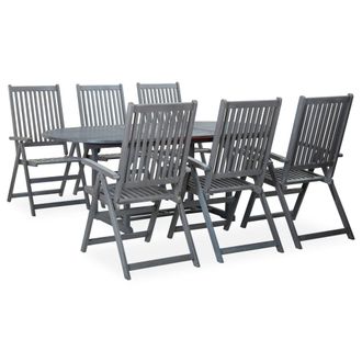 vidaXL Set Da Pranzo Da Giardino 7 Pz Legno Massello Di Acacia Grigio Vidaxl