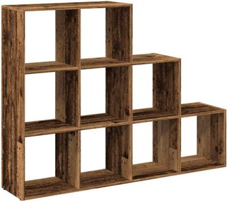 vidaXL Vidaxl - Librería divisora 3 niveles madera envejecida 137,5x29x103,5 cm