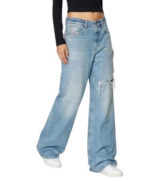 Diesel Blue Flared Mid Rise Jeans