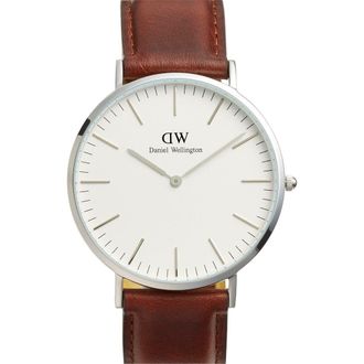 Daniel Wellington Classic St. Mawes Leather Strap Watch, 40mm in Brown/silver at Nordstrom