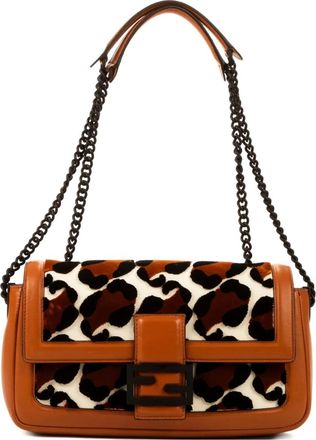 Fendi Borsa a spalla Baguette Leopard - Marrone