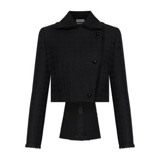 Alexander McQueen Blazer de tweed asim&eacute;trico - Jackets - Mujer - Negro - XS