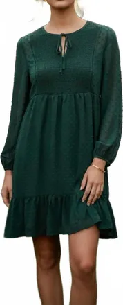 She + Sky Womens Long Sleeve Swiss Dot Dress - Plus In Sea Green