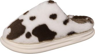 Generic Womens Cow Print Slippers Faux Fur Lining Non Slip House Shoes Animal Slippers for Women Men, Soft Plush Fuzzy House Slipper, Ladies Warm Cozy Comfy W