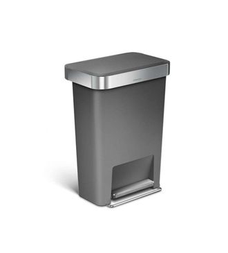 Simplehuman Papelera De 45 L, Con Bolsillo Para Bolsa, Acero Inoxidable/gris Cw1386cb