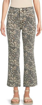 Kut from the Kloth Kelsey High Rise Ankle Flare Jeans In Tan/brown Leopard