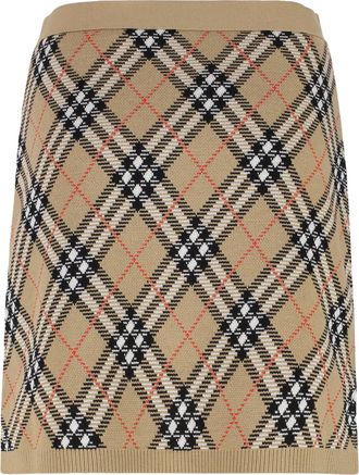 Burberry Womens Knitted Mini Skirt Green Wool