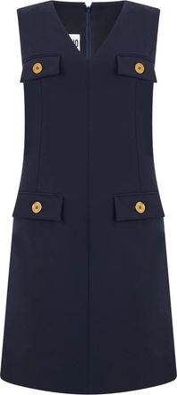 Moschino Mouwloze Jurk - Dames - Korte kleedjes - Blauw - XS - Leer - Kleedjes