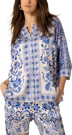 Hale Bob Hale Bob Aleena Silk-Blend Blouse