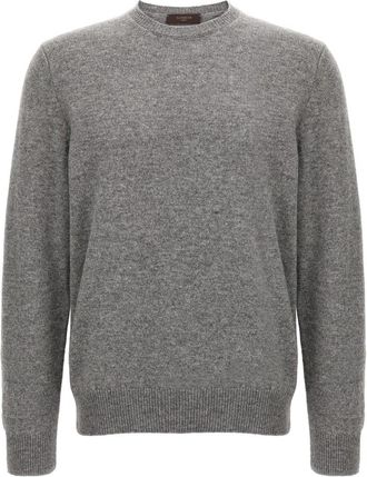 Zanone Trui met ronde hals - Heren - Ronde hals truien - Grijs - 4XL - Wol - Truien & Vesten