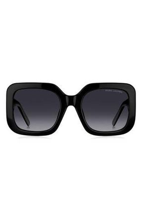 Marc Jacobs 53mm Gradient Polarized Square Sunglasses in Black Grey/Gray Polar at Nordstrom Rack