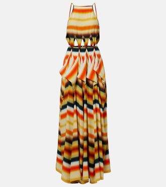 Loewe Vestido largo Paulas Ibiza de seda a rayas