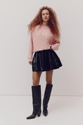 H&M Oversized Print-motif Sweatshirt in Pink/matisse at Nordstrom, Size Xx-Large