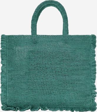 MC2 Saint Barth Womens Raffia Bag Volant Green Shoulder