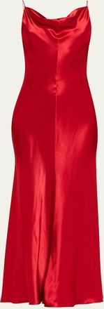 FFORME Emi Hammered Satin Cowl-Neck Maxi Slip Dress