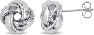 Mimi & Max Love Knot Stud Earrings in 10k White Gold