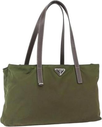 Prada Pre-owned Tote Bags, female, Green, Size: ONE SIZE Pre-owned Vintage Nylon Tote Bag