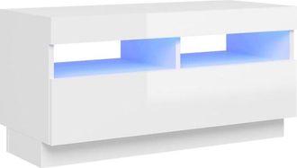 vidaXL Vidaxl - Mueble de tv con luces led blanco brillante 80x35x40 cm