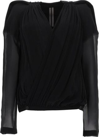 Rick Owens Neutral Mary Draped Voluminous Cotton Blazer
