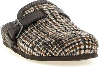 Brunello Cucinelli Womens Brown Alpaca Leather Clogs Shoe