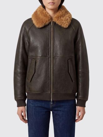 Brunello Cucinelli Giacca bomber corta in pelle di agnello con collo in pelliccia