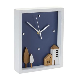 Melrose International Wood Tabletop Clock 9.5H - Blue, White