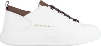 Alexander Smith Wembley Mannen in zacht wit leer met bruine details - Heren - Sneakers - Wit - 41 EU - Leer - Schoenen