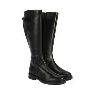 Desa Woman Riding Boots - Leather Upper, Textile Lining, Slip-On, Flat Heel, Snow-Resistant | Black - 39