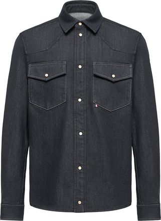 Moncler Moncler Denim Long Sleeve Shirt, Men, Blue, Size: 3xl