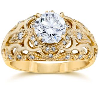 Pompeii3 Emery.75Ct Vintage Diamond Antique Engagement 14K Yellow Gold Size Selectable