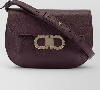 Ferragamo double gancini leather crossbody bag strap