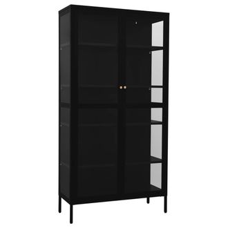 vidaXL Vidaxl - Vitrina De Acero Y Vidrio Templado Negra 90x40x180 Cm