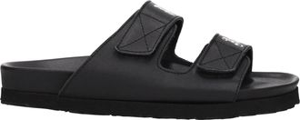 Palm Angels Black Leather Flat Womens Sandals
