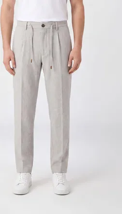 Eleventy Pantaloni chino slim fit in cotone con pince e coulisse in vita