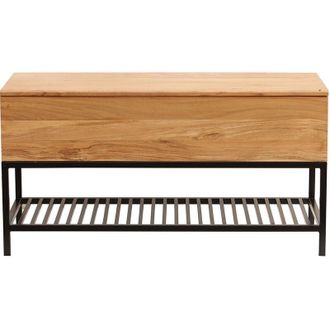 Miliboo Panca da ingresso industriale con contenitore massello di acacia metallo nero SORG