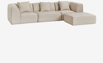 Sklum Sof&aacute; Modular De 3 Piezas Con Puff Tapizado Cardea Sklum