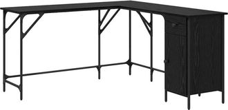 vidaXL Desk Black Oak 141 x 141 x 75 cm Engineered Wood vidaXL