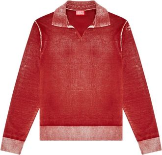 Diesel faded effect fine-rib jumper - men - Organic Cotton - M - Red