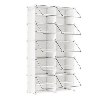 Songmics Zapatero modular con 10 compartimentos de pl&aacute;stico de color blanco