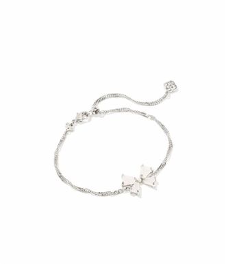 Kendra Scott Womens Blair Bow Small Chain Rhodium Bracelet In Iridescent Drusy