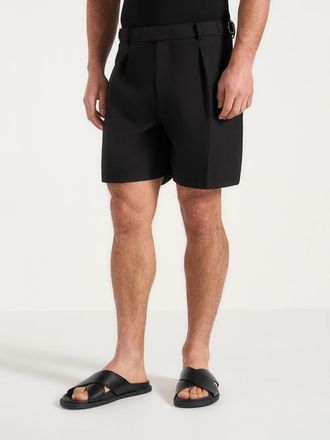Mani&egrave;re De Voir Marin Tailored Pleated Shorts in Black at Nordstrom, Size 38