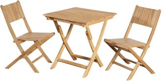 Wanda Collection Conjunto de mesa de jard&iacute;n de teca y 2 sillas plegables