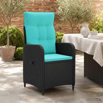 vidaXL Vidaxl Sedia Da Giardino Reclinabile Nero E Turchese Polyrattan
