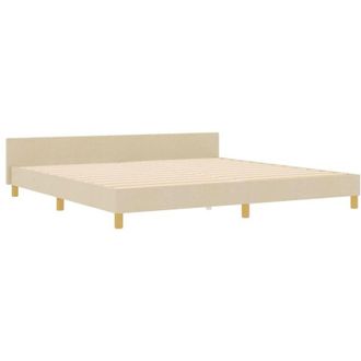vidaXL Estructura De Cama Con Cabecera Crema 200 X 200 Cm Tela Vidaxl