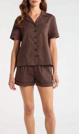 Reformation Blair Stretch Organic Cotton Short Pajamas in Pin Dot at Nordstrom, Size X-Small